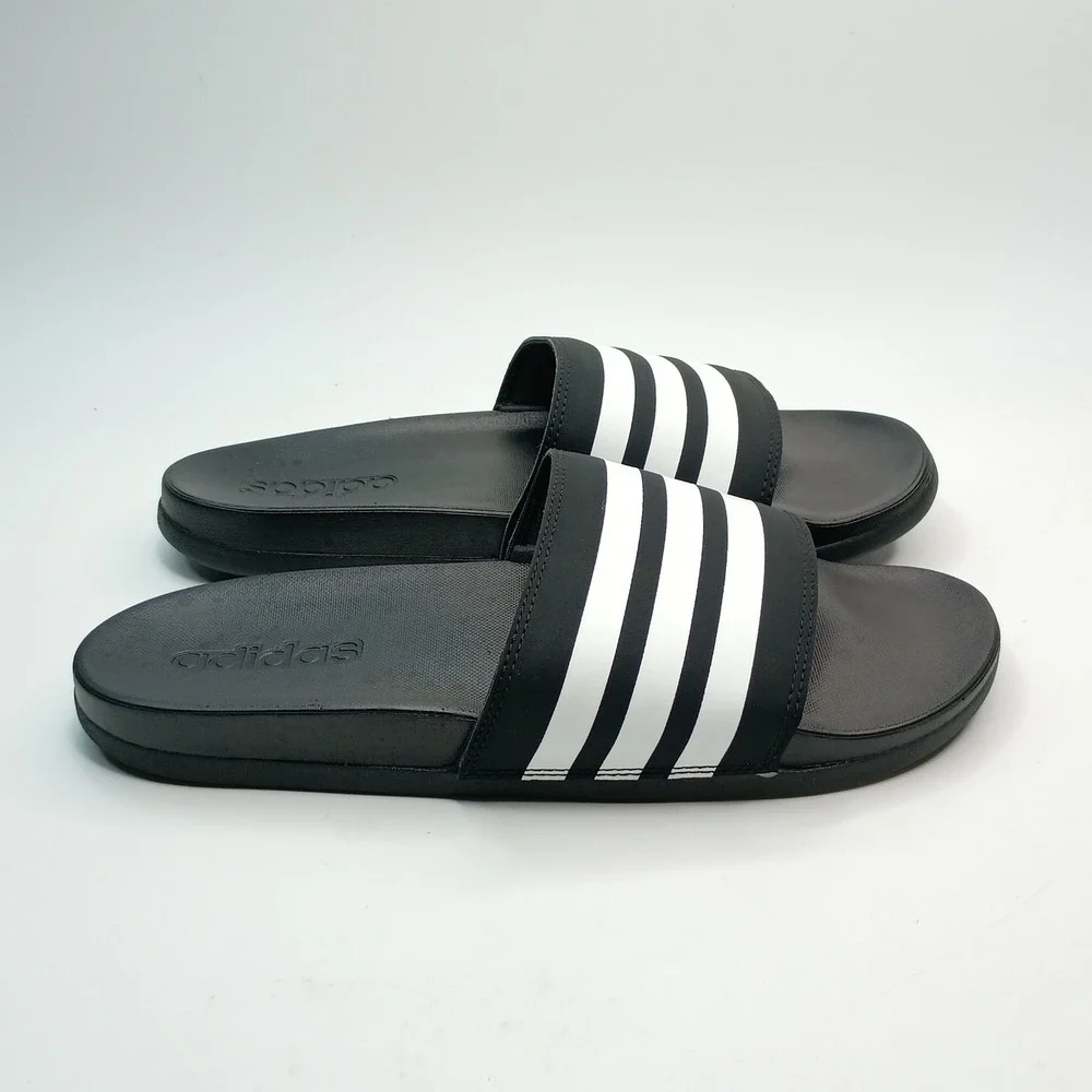 Adidas Adilette Comfort Slides Men Size 8 Black White JS4313 Sportswear